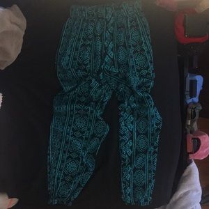 Black and blue tribal joggers